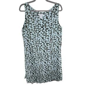 Fresco by Nomadic Traders Brown Blue Floral Tank‎ Dress Large